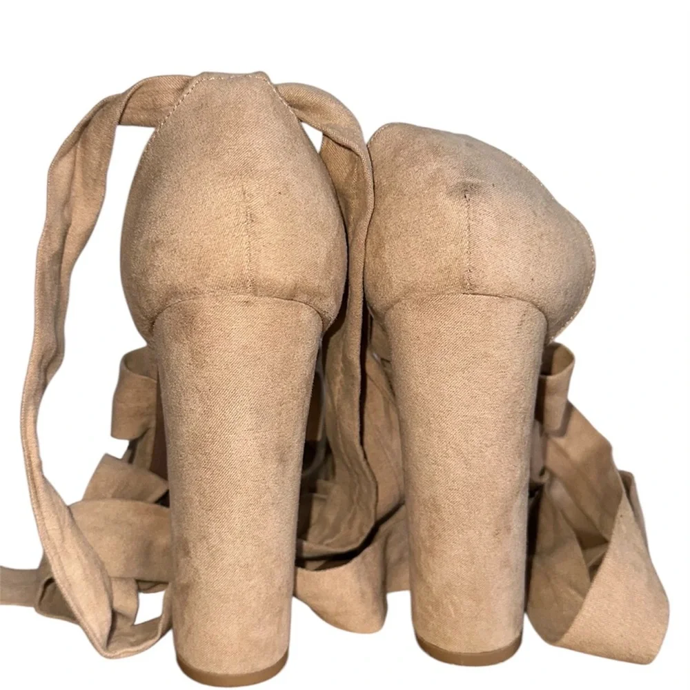 Lulu’s Dorian Natural Suede Lace-Up Platform Heels - Picture 7 of 16